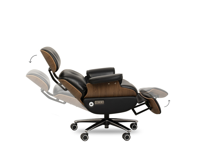Scaun de Birou Lounge Automatic 88x86x110 cm, Piele Negru - King Home [6]