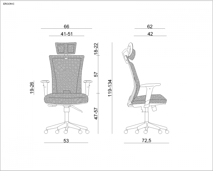 Scaun de birou negru Ergonic, sezut tapitat cu material textil, baza din plastic, inaltime reglabila, 1506H - Unique [3]