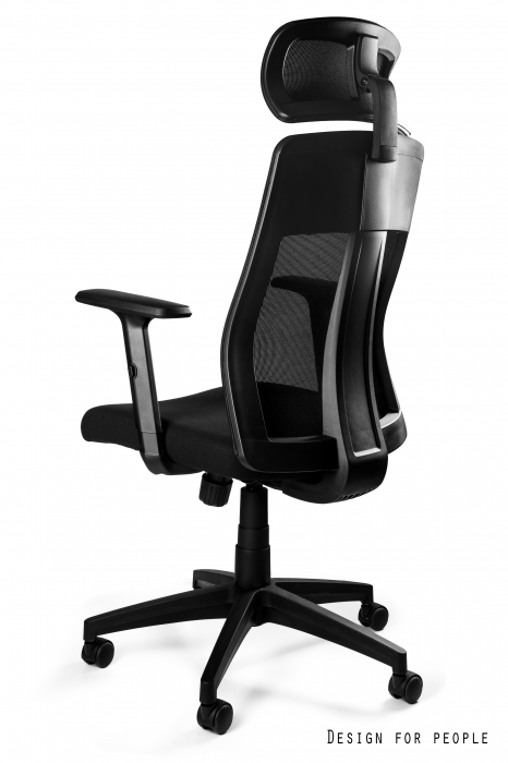 Scaun de birou negru Explore, inaltime reglabila, sezut tapitat cu material textil, spatar si tetiera mesh, baza plastic, W-175AC-4 - Unique [2]