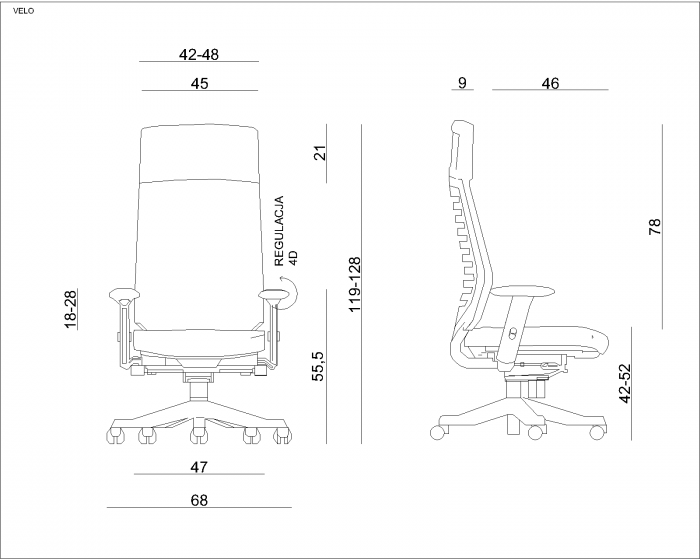 Scaun de birou premium ajustabil Velo, diverse culori, spatar tip mesh, W-899Y-BL418 - Unique [4]