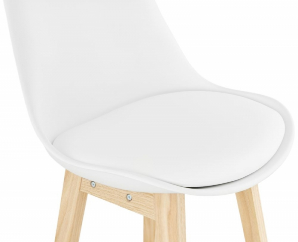 Scaun inalt bar alb Elody III premium fara brate, stil scandinav, picioare lemn masiv stejar, BS01920WHNA - Kokoon [5]
