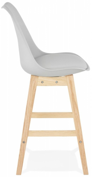 Scaun inalt bar gri Elody III premium fara brate, stil scandinav, picioare lemn masiv stejar, BS01940GRNA - Kokoon [3]