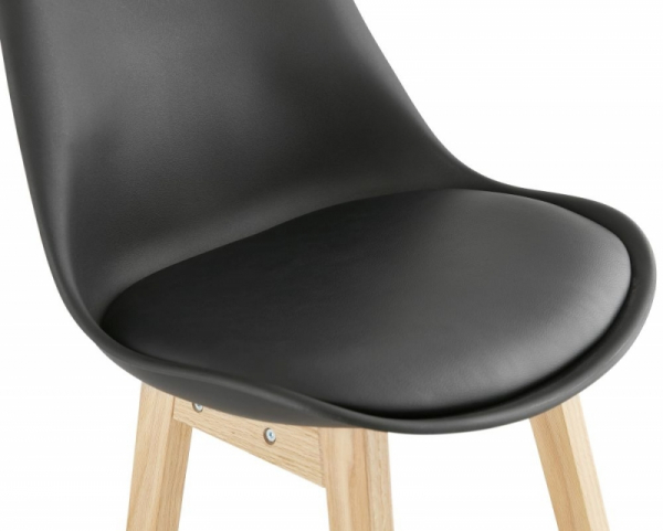 Scaun inalt bar negru Elody III premium fara brate, stil scandinav, picioare lemn masiv stejar, BS01930BLNA - Kokoon [5]