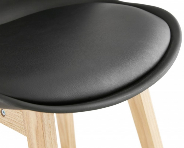 Scaun inalt bar negru Elody III premium fara brate, stil scandinav, picioare lemn masiv stejar, BS01930BLNA - Kokoon [6]