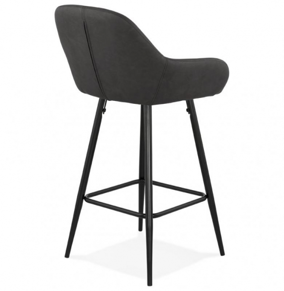 Scaun bar modern gri inchis Grey premium tapitat piele ecologica, picioare negre metal, BS01800DG - Kokoon [3]