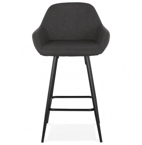 Scaun bar modern gri inchis Grey premium tapitat piele ecologica, picioare negre metal, BS01800DG - Kokoon [7]