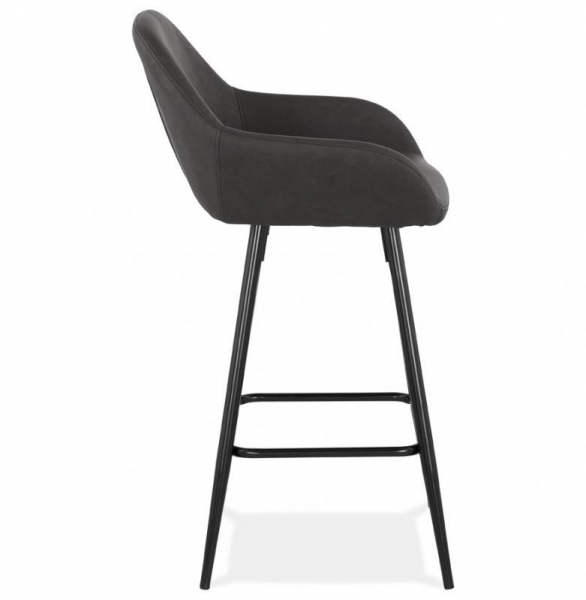 Scaun bar modern gri inchis Grey premium tapitat piele ecologica, picioare negre metal, BS01800DG - Kokoon [2]