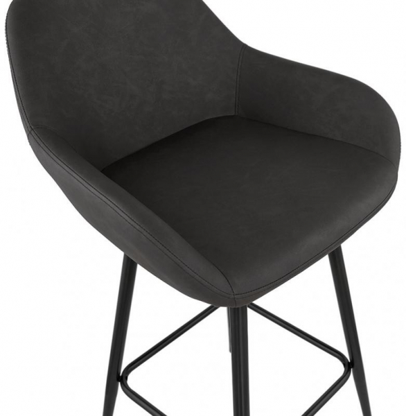 Scaun bar modern gri inchis Grey premium tapitat piele ecologica, picioare negre metal, BS01800DG - Kokoon [5]