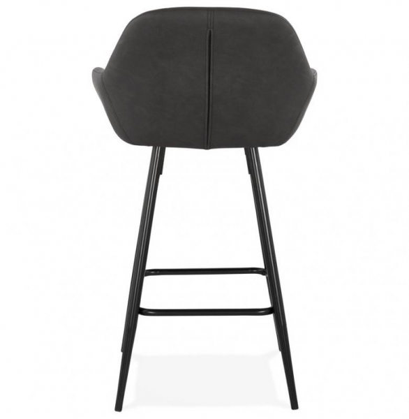 Scaun bar modern gri inchis Grey premium tapitat piele ecologica, picioare negre metal, BS01800DG - Kokoon [4]