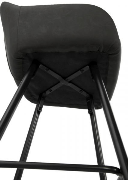 Scaun bar modern gri inchis Grey premium tapitat piele ecologica, picioare negre metal, BS01800DG - Kokoon [8]