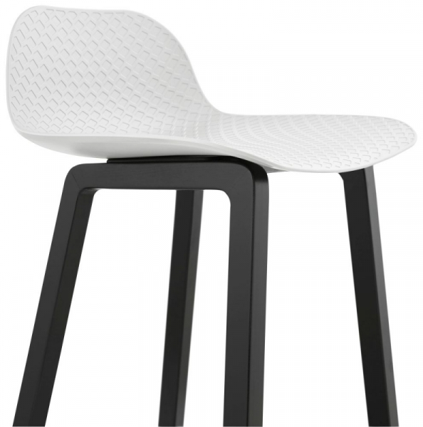 Scaun bar alb premium Joey fara brate, picioare negre lemn, sezut polipropilena, BS01680WH - Kokoon [5]