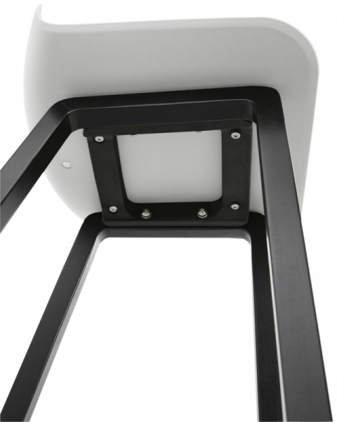 Scaun bar alb premium Joey fara brate, picioare negre lemn, sezut polipropilena, BS01680WH - Kokoon [6]