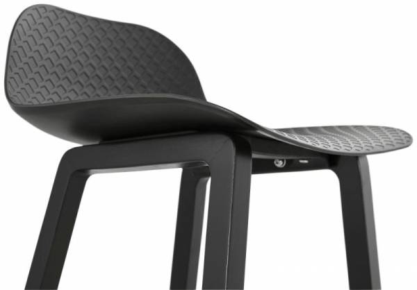 Scaun bar negru premium Joey fara brate, picioare negre lemn masiv, sezut polipropilena, BS01640BL - Kokoon [6]