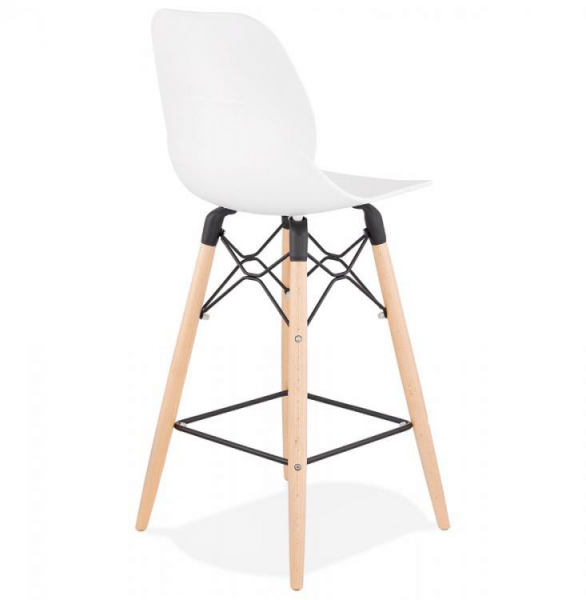 Scaun alb bar Mordor premium stil scandinav, picioare lemn masiv / polipropilena, BS02250WH - Kokoon [3]