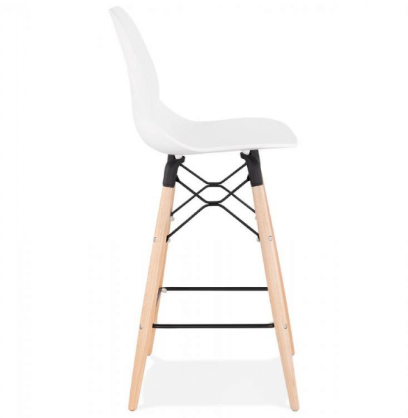 Scaun alb bar Mordor premium stil scandinav, picioare lemn masiv / polipropilena, BS02250WH - Kokoon [2]