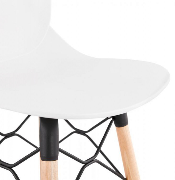Scaun alb bar Mordor premium stil scandinav, picioare lemn masiv / polipropilena, BS02250WH - Kokoon [6]