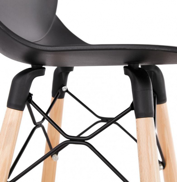 Scaun negru bar Mordor premium stil scandinav, picioare lemn masiv / polipropilena, BS02240BL - Kokoon [6]