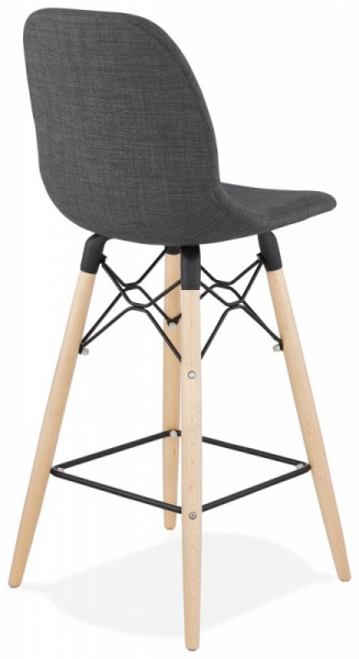 Scaun inalt bar Neno gri tapitat material textil, picioare lemn, stil scandinav, BS02260DG - Kokoon [4]