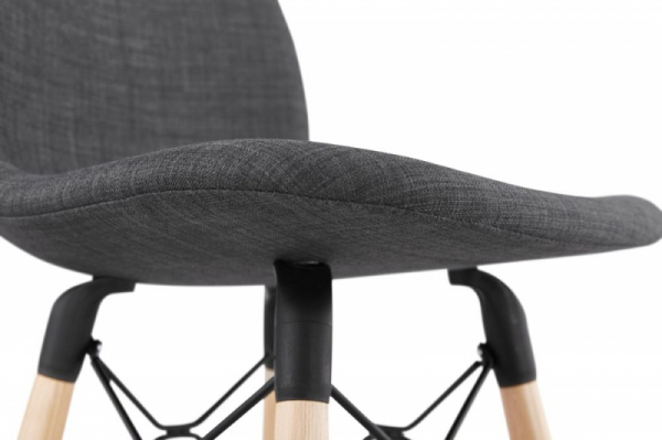 Scaun inalt bar Neno gri tapitat material textil, picioare lemn, stil scandinav, BS02260DG - Kokoon [7]
