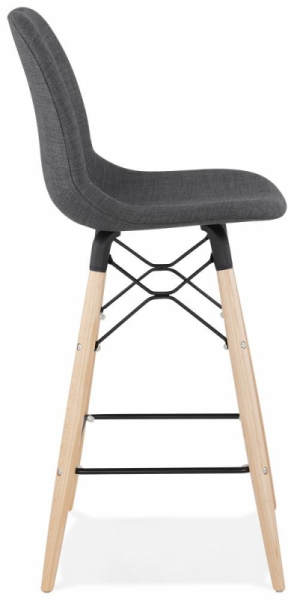 Scaun inalt bar Neno gri tapitat material textil, picioare lemn, stil scandinav, BS02260DG - Kokoon [3]