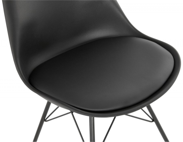 Scaun de design negru Fyfe picioare negre otel / polipropilena / piele, CH01620BL - Kokoon [5]