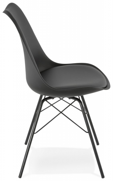 Scaun de design negru Fyfe picioare negre otel / polipropilena / piele, CH01620BL - Kokoon [2]