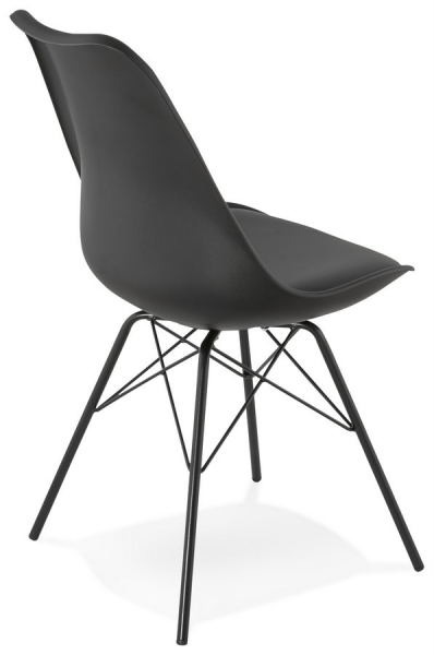 Scaun de design negru Fyfe picioare negre otel / polipropilena / piele, CH01620BL - Kokoon [3]