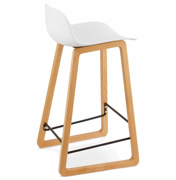 Scaun bar alb Astoria Premium fara brate stil scandinav, polipropilena / picioare lemn masiv, BS01380WH - Kokoon [4]