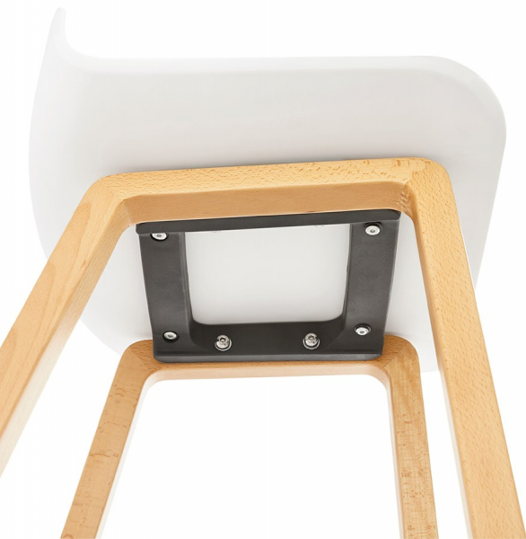 Scaun bar alb Astoria Premium fara brate stil scandinav, polipropilena / picioare lemn masiv, BS01380WH - Kokoon [9]