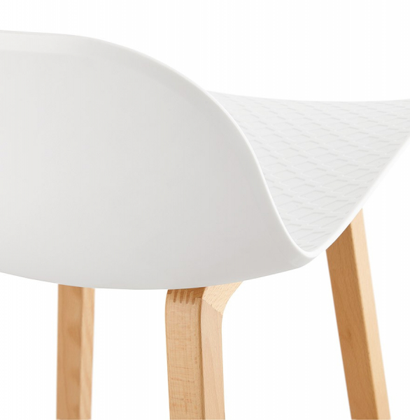 Scaun bar alb Astoria Premium fara brate stil scandinav, polipropilena / picioare lemn masiv, BS01380WH - Kokoon [7]