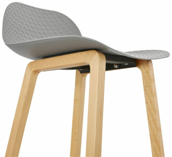 Scaun bar gri premium Astoria fara brate, picioare lemn masiv natur / polipropilena, BS01660GR - Kokoon [6]