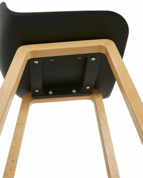 Scaun bar negru premium Astoria fara brate, stil scandinav, picioare lemn masiv natur / polipopilena, BS01630BL - Kokoon [6]
