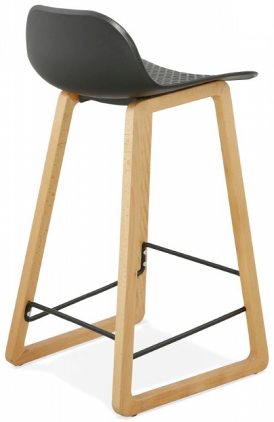 Scaun bar negru premium Astoria fara brate, stil scandinav, picioare lemn masiv natur / polipopilena, BS01630BL - Kokoon [4]