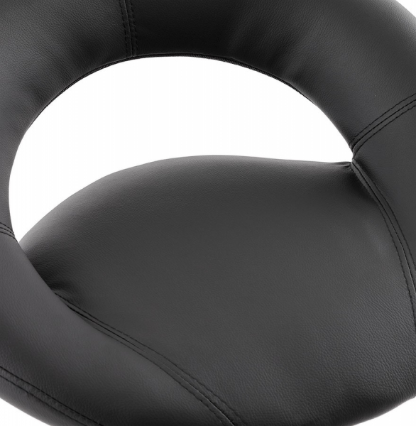 Scaun bar rotund piele ecologica neagra Atlantis, picior metal crom inaltime reglabila, BS00800BL - Kokoon [6]