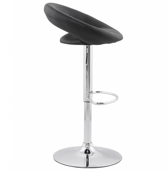 Scaun bar rotund piele ecologica neagra Atlantis, picior metal crom inaltime reglabila, BS00800BL - Kokoon [3]