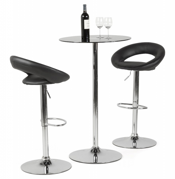 Scaun bar rotund piele ecologica neagra Atlantis, picior metal crom inaltime reglabila, BS00800BL - Kokoon [17]
