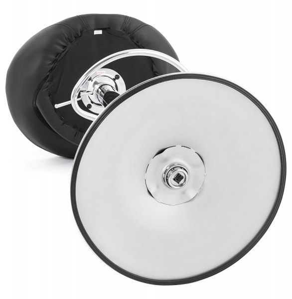 Scaun bar rotund piele ecologica neagra Atlantis, picior metal crom inaltime reglabila, BS00800BL - Kokoon [15]