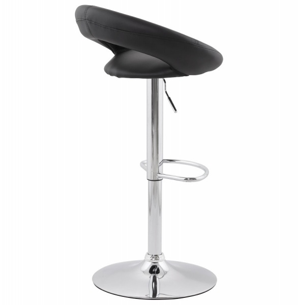 Scaun bar rotund piele ecologica neagra Atlantis, picior metal crom inaltime reglabila, BS00800BL - Kokoon [4]