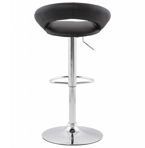Scaun bar rotund piele ecologica neagra Atlantis, picior metal crom inaltime reglabila, BS00800BL - Kokoon [5]