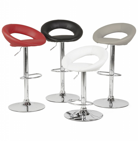 Scaun bar rotund piele ecologica rosie Atlantis, picior metal crom, BS00830RE - Kokoon [19]