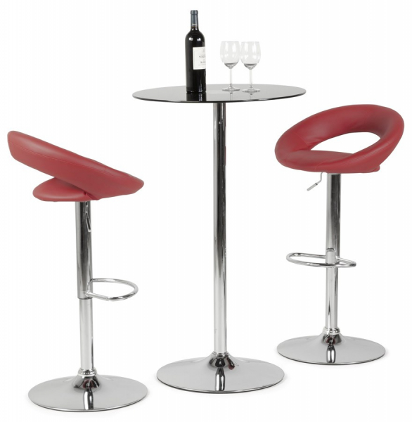 Scaun bar rotund piele ecologica rosie Atlantis, picior metal crom, BS00830RE - Kokoon [18]