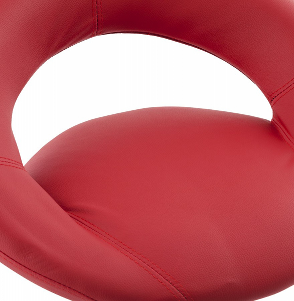 Scaun bar rotund piele ecologica rosie Atlantis, picior metal crom, BS00830RE - Kokoon [6]