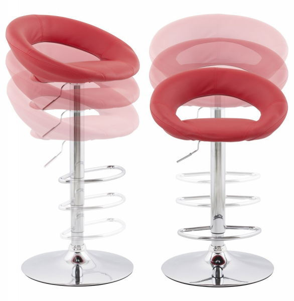 Scaun bar rotund piele ecologica rosie Atlantis, picior metal crom, BS00830RE - Kokoon [17]