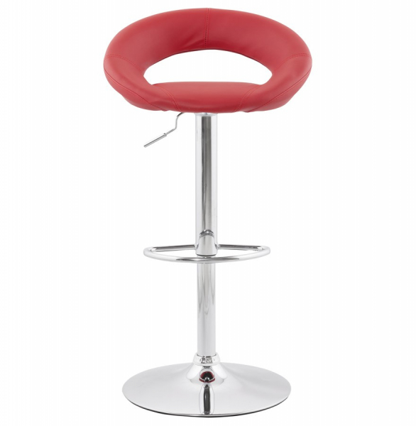 Scaun bar rotund piele ecologica rosie Atlantis, picior metal crom, BS00830RE - Kokoon [2]