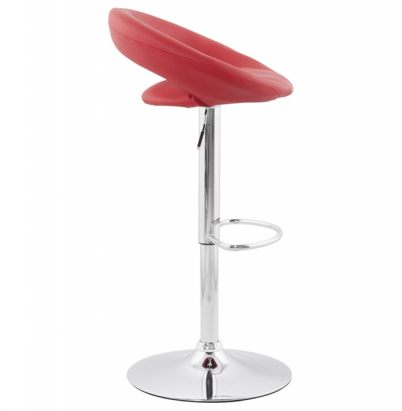 Scaun bar rotund piele ecologica rosie Atlantis, picior metal crom, BS00830RE - Kokoon [3]