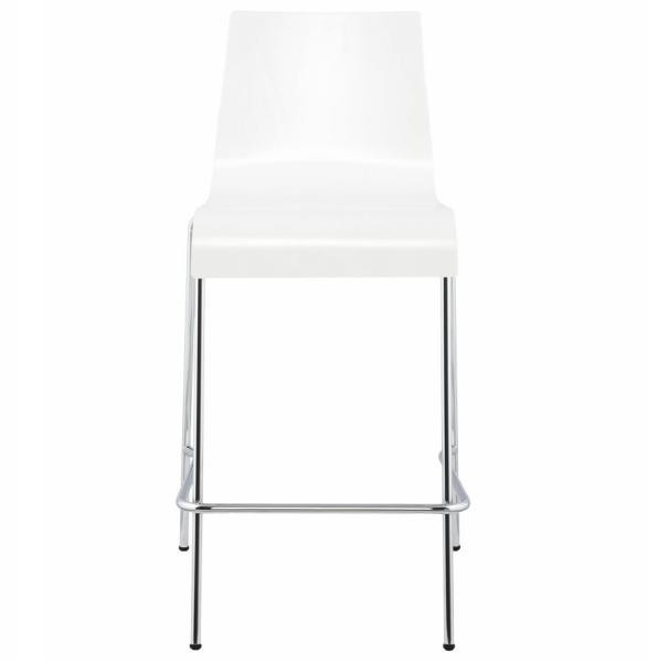 Scaun bar alb modern lemn curbat Cobe II, picioare subtiri metal crom, BS00690WH - Kokoon [2]