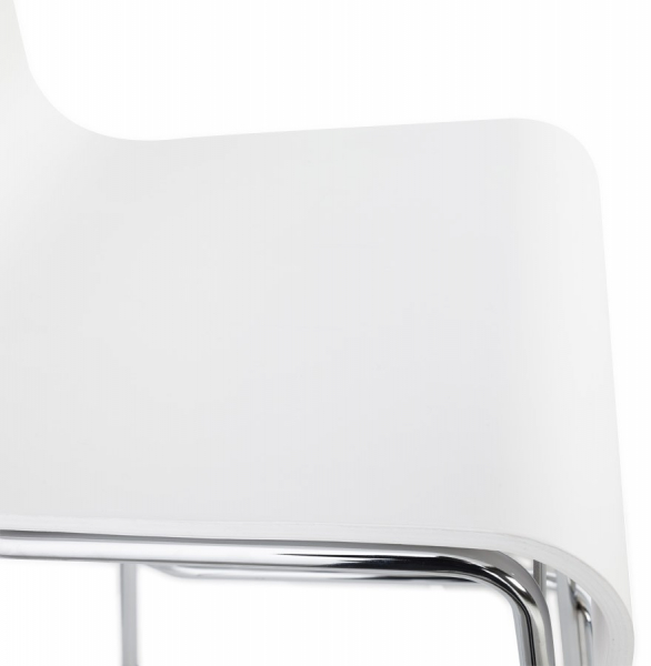 Scaun bar alb modern lemn curbat Cobe II, picioare subtiri metal crom, BS00690WH - Kokoon [6]