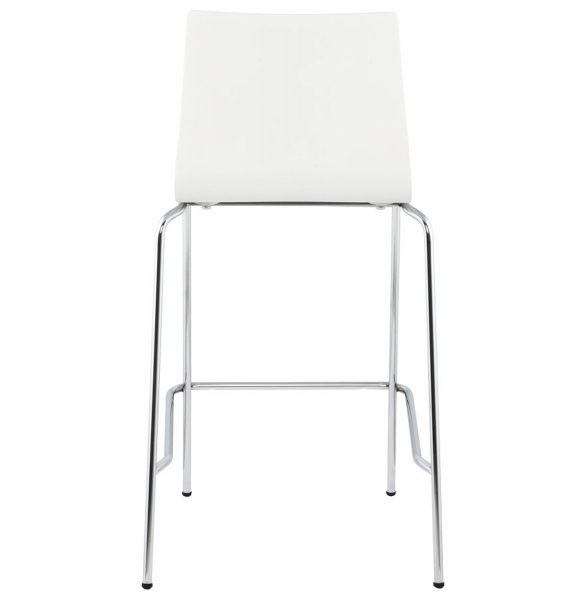Scaun bar alb modern lemn curbat Cobe II, picioare subtiri metal crom, BS00690WH - Kokoon [5]
