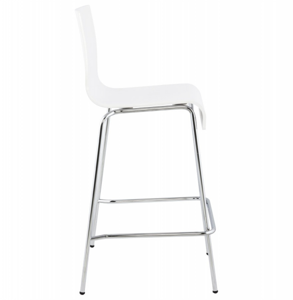 Scaun bar alb modern lemn curbat Cobe II, picioare subtiri metal crom, BS00690WH - Kokoon [3]