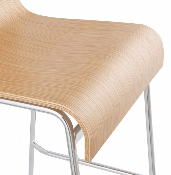 Scaun bar lemn natur curbat Cobe II, design premium, picioare subtiri metal crom, BS01240NA - Kokoon [6]